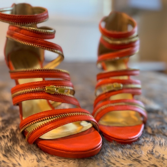 Julianne Hough Tangerine Tango Venice Napa Leather heals size 8.5 - Picture 11 of 11